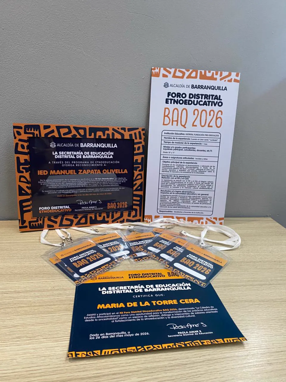 Foro Distrital Etnoeducativo BAQ 2026 — Diplomas y escarapelas